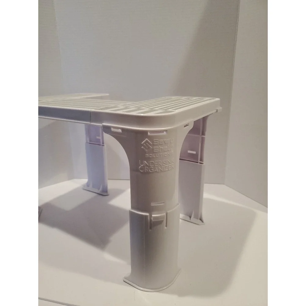 Savvy Shelf Under Sink Organizer Adjustable Expandable Cabinet Shelf White